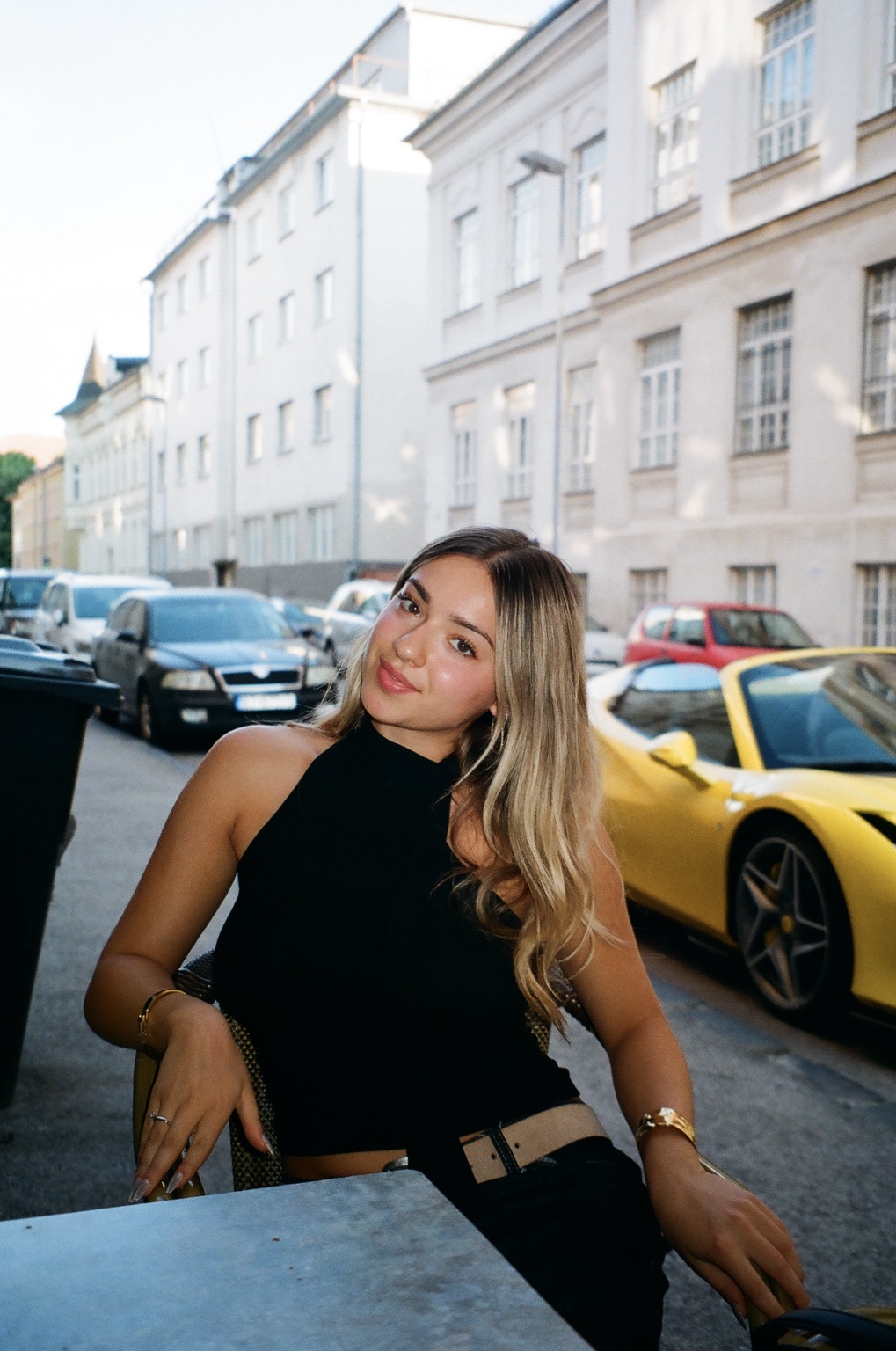 Marina Squillace seated at an outdoor café